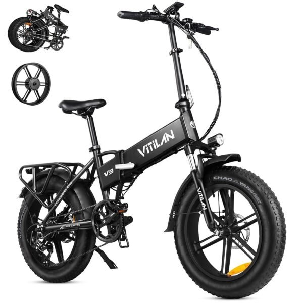 VITILAN V3 Foldable Electric Bike, 750W Folding Fat Tire Ebike, 28MPH High-Speed, 48V E-Bike for Adults, Waterproof Aluminum Frame Electric Bicycle for Men, Women, Seniors