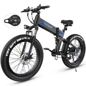 Wooken 26" x4.0 Fat Tire Electric Bike, Folding Electirc Bike for Mountain Commuter, 500W Motor 21.6 MPH, Ebikes for Adults with 48V/10.4Ah Removable Battery, Suspension Fork,...